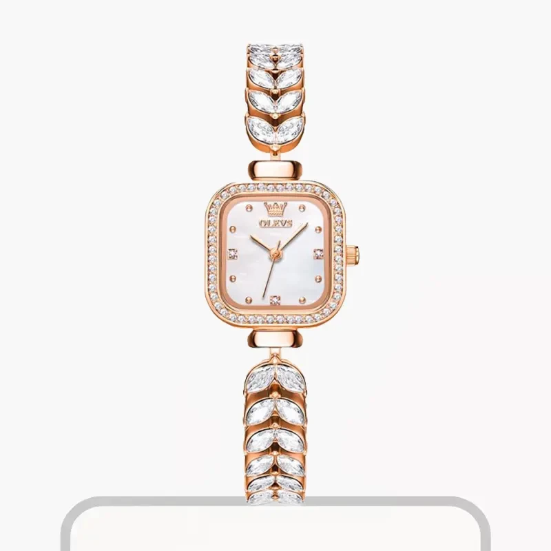 Olevs Silver Dial Rose Gold-Tone Casual Ladies Watch- 9987
